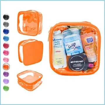 Clear TSA Approved 3-1-1 Travel Toiletry Bag - Orange Vinyl