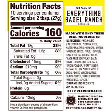 Tessemae's Organic Dressings Lovers Variety Pack, Keto Friendly, USDA Organic 10 oz. bottles (6-Pack)