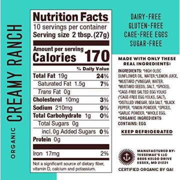 Tessemae's Organic Dressings Lovers Variety Pack, Keto Friendly, USDA Organic 10 oz. bottles (6-Pack)