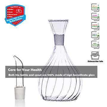 HAIZEEN 18 oz/550ml Olive Oil Dispenser Bottle/Oil Bottle Dispenser/Oil Cruet, Olive Oil Dispenser Oil Bottle Glass with No Drip Bottle Spout.