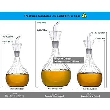 HAIZEEN 18 oz/550ml Olive Oil Dispenser Bottle/Oil Bottle Dispenser/Oil Cruet, Olive Oil Dispenser Oil Bottle Glass with No Drip Bottle Spout.