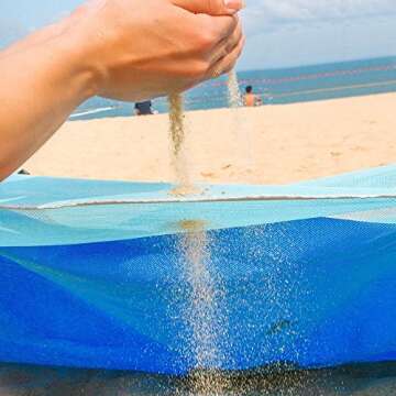 Sand Free Picnic Blanket Sand Proof Beach Mat Waterproof Portable Compact Fast Dry Beach Towel Sand Dirt & Dust Disappear Perfect For Hiking Camping Festivals Outdoor Events (Blue, L-6.56 x 6.56 ft)