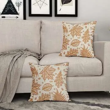 Aytipun Fall Pillow Covers 18x18 Maple Leaf Print Set