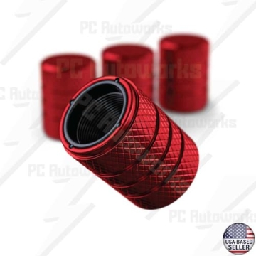 PC Autoworks Aluminum Tire Valve Stem Caps in Ruby Red