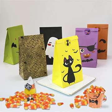 Halloween Treat Bags - 24 Pcs Halloween Trick or Treat Goody Gags Gift Bags, 24 Pcs Halloween Sticke...