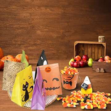 Halloween Treat Bags - 24 Pcs Halloween Trick or Treat Goody Gags Gift Bags, 24 Pcs Halloween Stickers, Halloween Goodie Bags Party Supplies