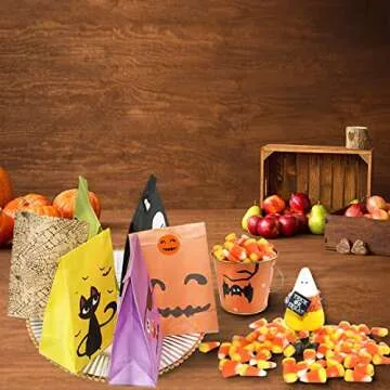 Halloween Treat Bags - 24 Pcs Halloween Trick or Treat Goody Gags Gift Bags, 24 Pcs Halloween Stickers, Halloween Goodie Bags Party Supplies