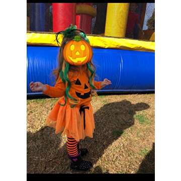 ALLTB 2Pcs Halloween Toddler Baby Girl Smile Pumpkin Tops+Tutu Tulle Skirt Outfits Long Sleeve Clothes