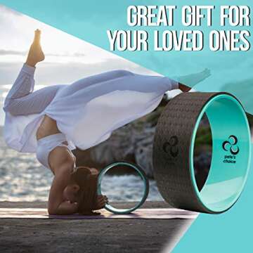 Yoga Wheel with eBook & Yoga Strap - Comfortable & Durable Yoga Balance Accessory | Increase Flexibility | Ideal Home Yoga Kit I Improve Posture