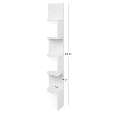 VASAGLE Corner Shelf Wall Mount, 5-Tier Floating Corner Bookshelf, Plant Shelf for Bedroom, Living Room, Bathroom, Home Office, Cloud White