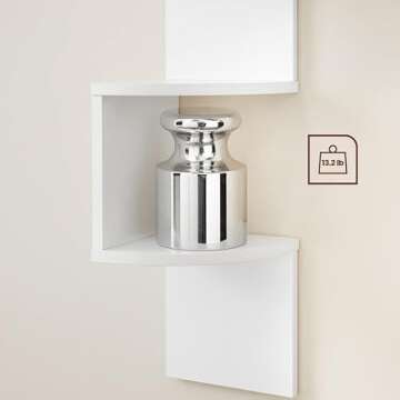 VASAGLE Corner Shelf Wall Mount, 5-Tier Floating Corner Bookshelf, Plant Shelf for Bedroom, Living Room, Bathroom, Home Office, Cloud White