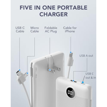 VRURC Portable Charger 10000mAh with USB C & Wall Plug