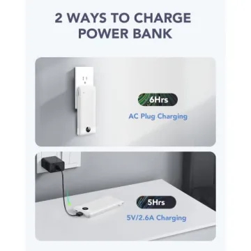 VRURC Portable Charger 10000mAh with USB C & Wall Plug