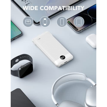 VRURC Portable Charger 10000mAh with USB C & Wall Plug