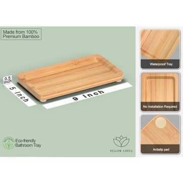 Small Bamboo Tray for Bathroom Counter Decor Organizing