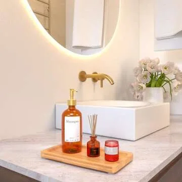 Small Bamboo Tray for Bathroom Counter Decor Organizing