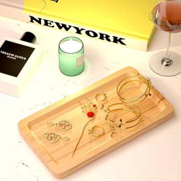 Small Bamboo Tray for Bathroom Counter Decor Organizing