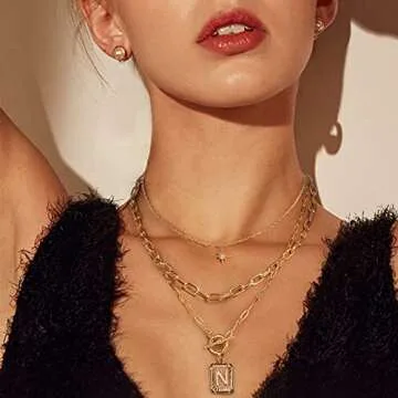 MJartoria Layered Initial Necklaces for Women - 14K Gold Plated and Trendy