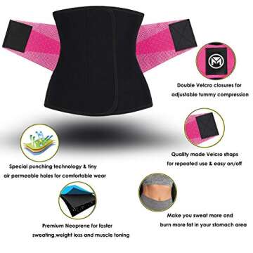 Moolida Waist Trainer for Women Waist Trimmer Workout Fitness Back Support (Hotpink,Large)