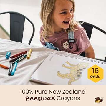 Honeysticks Jumbo Crayons (16 Pack) - 100% Pure Beeswax Crayons - Non Toxic Crayons for Kids - Large Crayons, Easy to Hold and Use, Unbreakable, Eco Friendly, Preschool Art Supplies, For Kids 2-4, 4-8