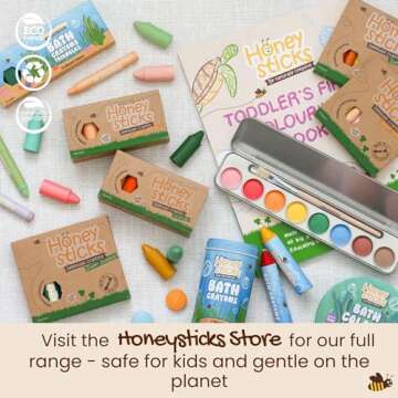 Honeysticks Jumbo Crayons (16 Pack) - 100% Pure Beeswax Crayons - Non Toxic Crayons for Kids - Large Crayons, Easy to Hold and Use, Unbreakable, Eco Friendly, Preschool Art Supplies, For Kids 2-4, 4-8