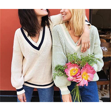 Stylish Women's Argyle Sweater Retro Oversized Knitwear