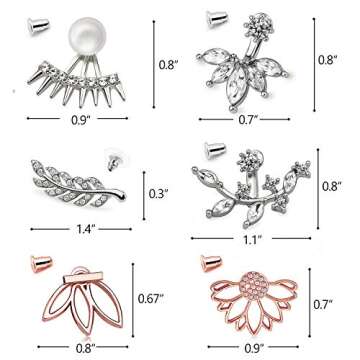 Suyi Fashion Hollow Lotus Flower Earrings Crystal Simple Chic Stud Earrings Set 8 Pairs