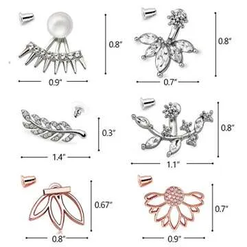 Suyi Fashion Hollow Lotus Flower Earrings Crystal Simple Chic Stud Earrings Set 8 Pairs