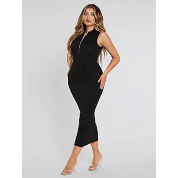 Stylish Verdusa Women's Mock Neck Bodycon Dress - Black