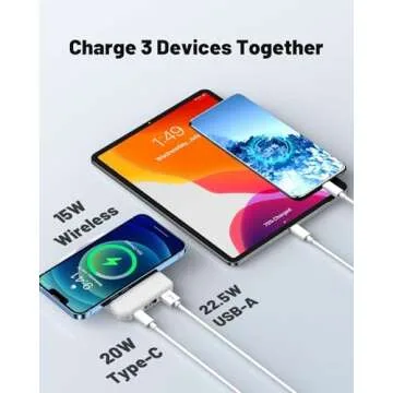 Yiisonger Magnetic Wireless Portable Charger, Foldable 10000mAh Battery Pack with USB-C Cable LED Display, Magnetic Power Bank 22.5W PD Fast Charging for iPhone 15/14/13/Pro/Mini/Pro Max (White)