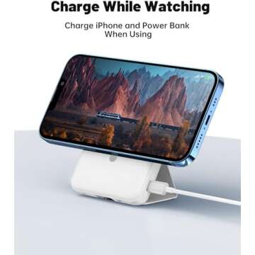 Yiisonger Magnetic Wireless Portable Charger, Foldable 10000mAh Battery Pack with USB-C Cable LED Display, Magnetic Power Bank 22.5W PD Fast Charging for iPhone 15/14/13/Pro/Mini/Pro Max (White)