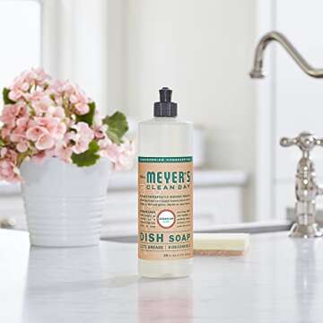 MRS. MEYER'S CLEAN DAY Kitchen Essentials Set, Includes: Hand Soap, Dish Soap, and All Purpose Cleaner, Geranium, 3 Count Pack