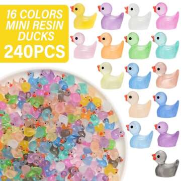 240Pcs Luminous Mini Ducks for Crafts and Fun