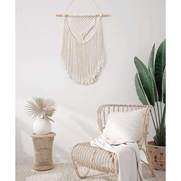 Samaridan Ivory Macrame Wall Hanging Woven Boho Wall Decor Handmade Home Geometric Art Decoration fo...