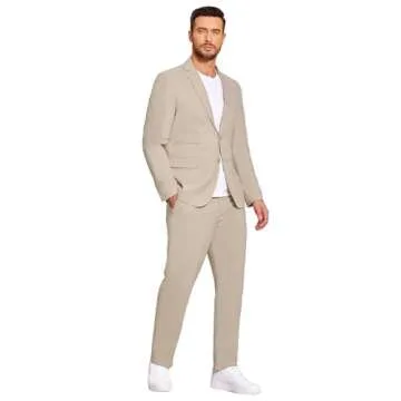 COOFANDY Men's 2 Piece Cotton Linen Suit Slim Fit Casual Wedding Groomsmen Tuxedo Prom Party Jacket ...
