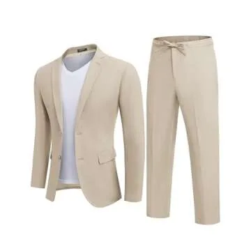 Stylish COOFANDY Men's Linen Suit for Weddings and Events