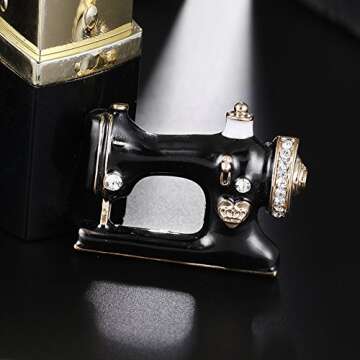 MISSU JEWELLRY Black Enamel Sewing Machine Collar Brooch Pin for Women Dress Accessories