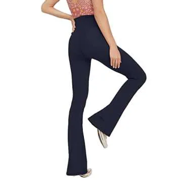 TOPYOGAS Women's Casual Bootleg Yoga Pants V Crossover High Waisted Flare Workout Pants Leggings Navy Blue