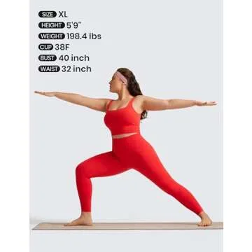 CRZ YOGA Butterluxe Womens Square Neck Longline Sports Bra - Workout Crop Tank Tops Padded Yoga Camisole with Built in Pads Deep Red Medium