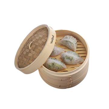 VonShef 10 Inch Bamboo Steamer Set with 2 x Free Chopsticks