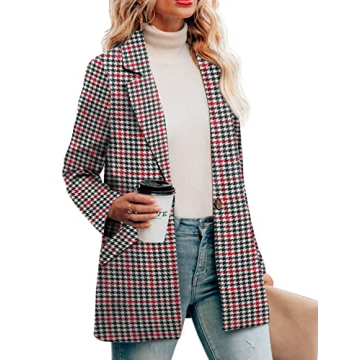 Stylish CRAZY GRID Women's Plaid Blazer for Office Wear