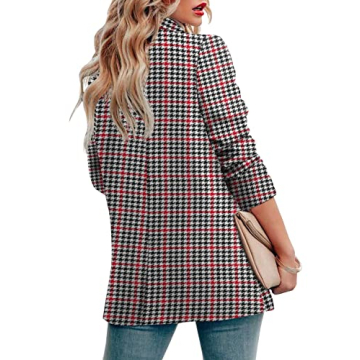 Stylish CRAZY GRID Women's Plaid Blazer for Office Wear