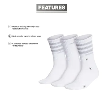Adidas Women's 3-Stripe Crew Socks for Comfort & Style