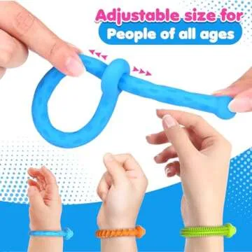 Sensory Toys Fidget Stretchy Strings: Fidget Toys Bracelet for Kids Calming - Adjustable Sensory Bracelet for Autism - Quiet Prizes Box Toys for Classroom 6 Pack