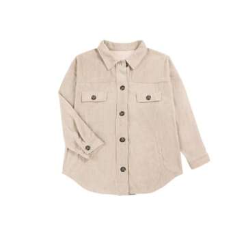 VICHYIE Women's Corduroy Shacket Casual Long Sleeve Oversized Button Down