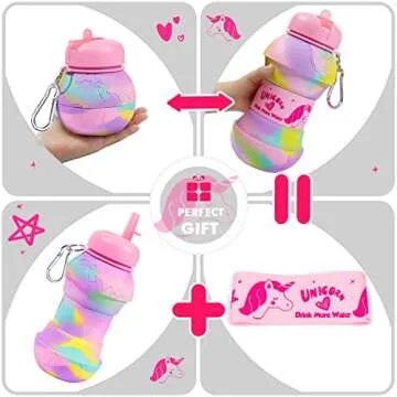Unicorn Collapsible Water Bottle - Fun Hydration for Kids