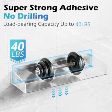 Durmmur 2Pack Acrylic Shower Shelves, Adhesive Bathroom Shower Caddy Organizer, No Drilling/Drilling...