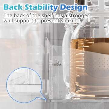 Durmmur 2Pack Acrylic Shower Shelves, Adhesive Bathroom Shower Caddy Organizer, No Drilling/Drilling Wall Floating Shelves for Bathroom Storage Kitchen Home Décor, No Hook