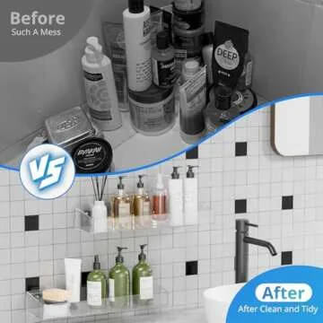 Durmmur 2Pack Acrylic Shower Shelves, Adhesive Bathroom Shower Caddy Organizer, No Drilling/Drilling Wall Floating Shelves for Bathroom Storage Kitchen Home Décor, No Hook