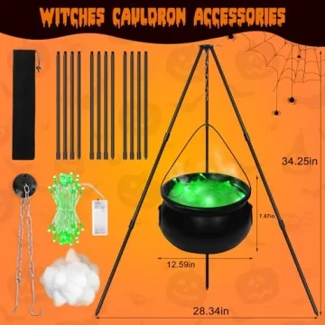Large Witch Cauldron with Lights for Halloween Decorations